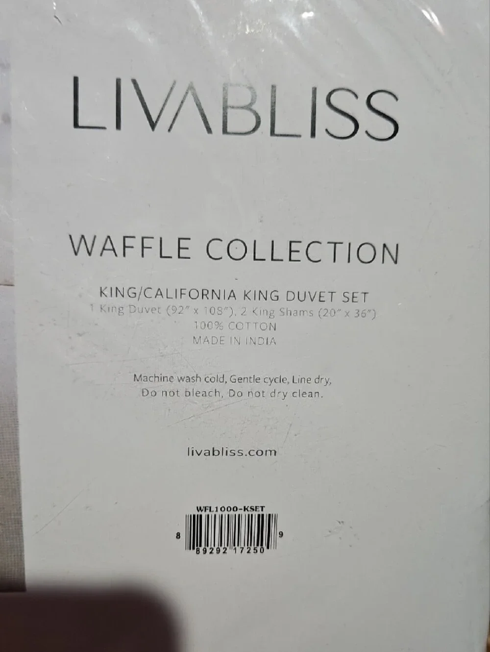 LivaBliss Waffle Collection Cream Duvet Cover & 2 Shams